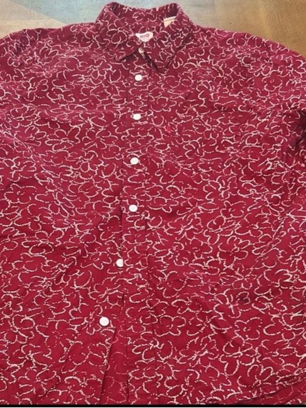 Levi's Burgundy Red Floral-Print Button-Down Shirt